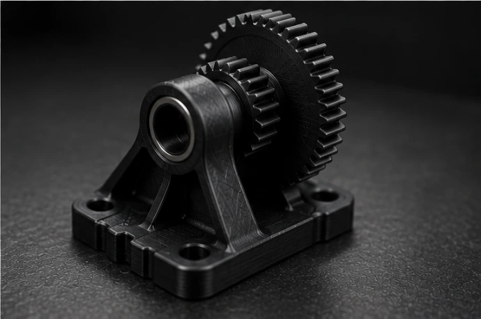 3D printed mechanical component with integrated gears
